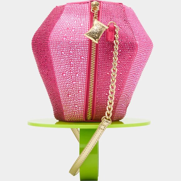 Betsey Johnson Kitsch Ring Pop Put A Ring On It Crossbody Pink Rhinestones NWT - Picture 7 of 16